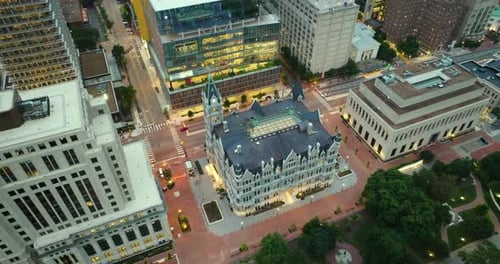 Historical Old City Hall Building in Downtown District of Richmond Virginia on Broad Street at Night