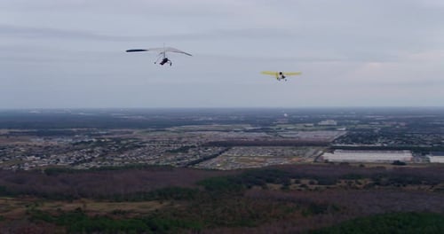 Orlando, Florida / USA - September 14, 2018: Hang Gliding Over Orlando,
