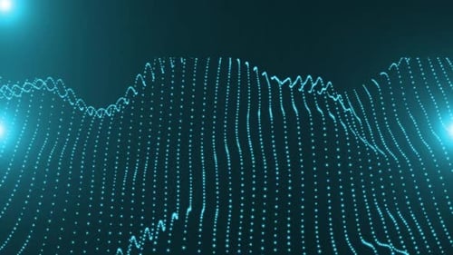 Futuristic Digital Landscape Wave of Glowing Dots