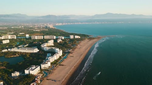 Panoramic View Of The Metropolitan Area Of Puerto Vallarta From The Beach In Nuevo Vallarta