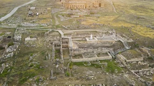Ruínas antigas de Hierapolis Pamukkale Denizli, Turquia