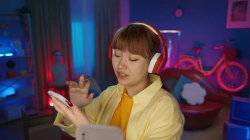 Young Adult Vlogging at Home with Ring Light