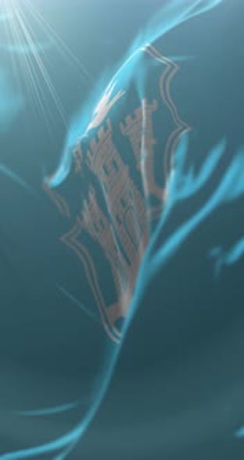 Elegant Vertical Waving Flag Animation with Emblem