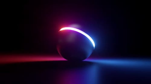 Glowing Neon Arc Logo Reveal on Dark Sphere Background