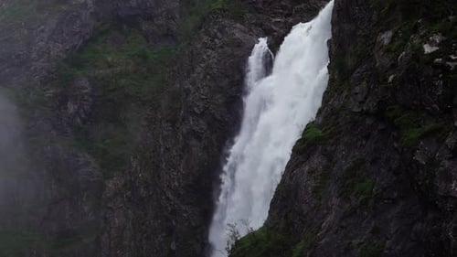 Close Up From a Stream of the Waterfall in Voringfossen Norway