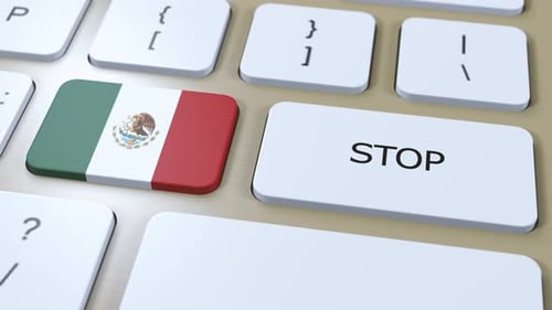 Mexican Flag and Stop Button Press on Keyboard