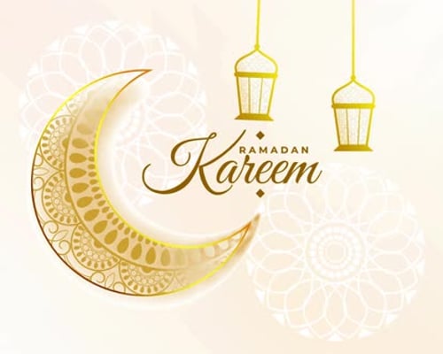 Elegant Ramadan Kareem Animated Greeting with Moon and Lanterns