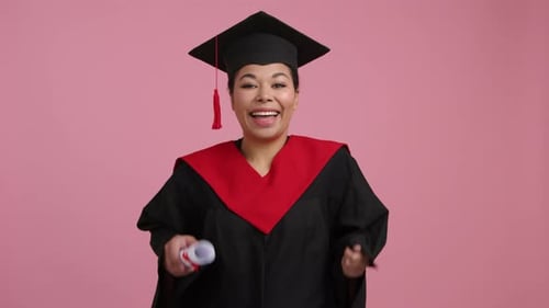 Portrait of Young Woman Awarded a Diploma in College