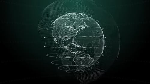Futuristic Particle Earth Globe Rotating Network Background