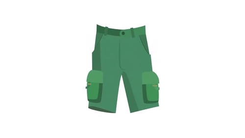 Animated Green Cargo Shorts Flat Design Reveal