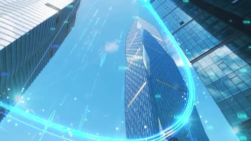 Business Digital Communication Network Technology Ai Bigdata City. Business Data Analytic Interface