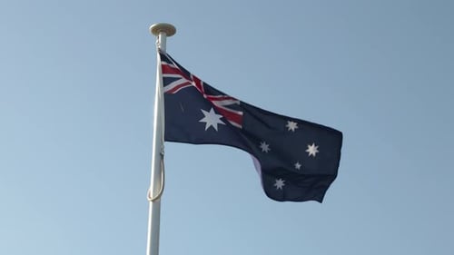 Australian Flag Waving on a Sunny Day