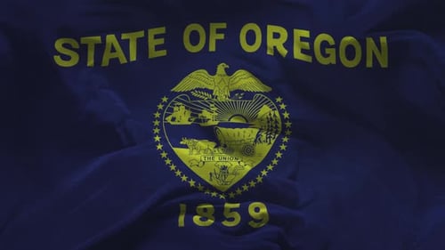 Oregon Flag .Slow Motion Cloth Animation -3D Rendering