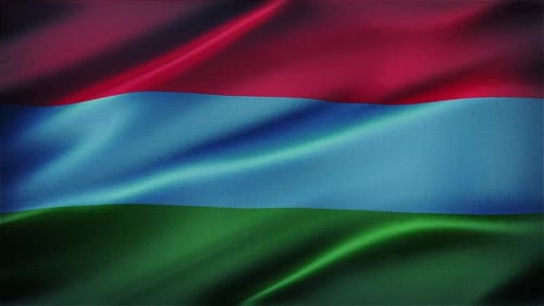 Realistic Fabric Waving Flag with Red, Blue, and Green Stripes