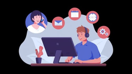 Flat Design Animation of Online Customer Support