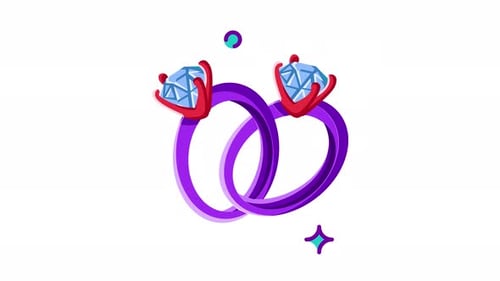 Animated Intertwined Wedding Rings with Diamonds