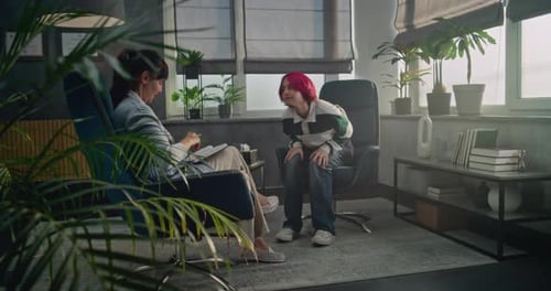 Professional Therapist Starts Psychotherapy Talks to Teenager Patient