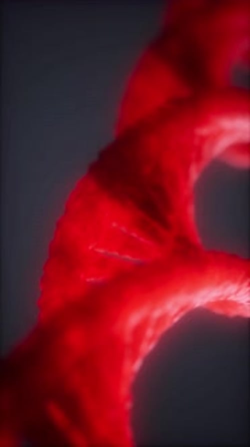 3D Visualization of DNA Structure Showcasing Intricate Red Helices in Detail
