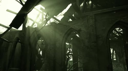 Light Streaming Through Ruined Church Windows