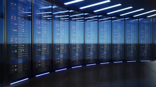 Futuristic Data Center Server Room Loop Animation