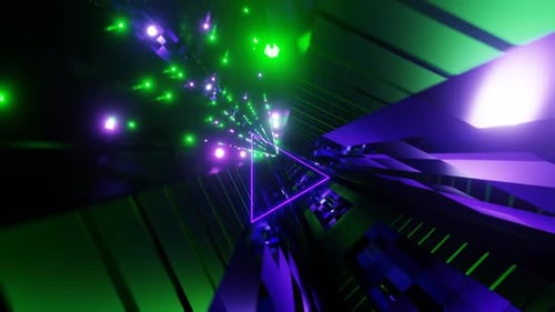 Green And Purple Cyber Mirror Dungeon Background Vj Loop In HD