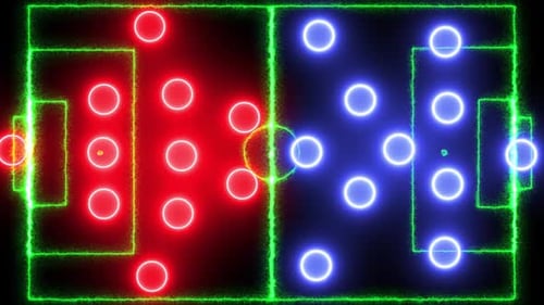 Neon Sports Field with Glowing Player Formations Animation