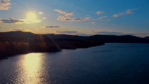 Lake at Sunset Aerial View
