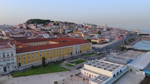 Vue aérienne de Praa Do Comrcio à Lisbonne, Portugal