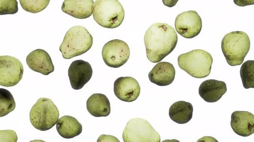 Endlessly Falling Guavas on White
