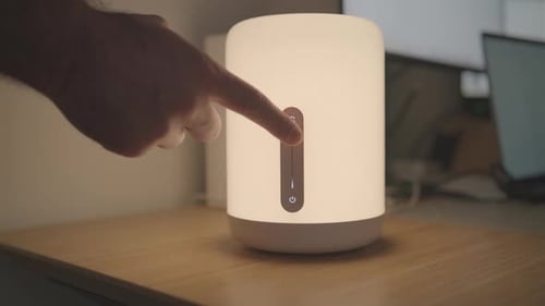 Modern Lamp Adjustment with Touch Controls in Home