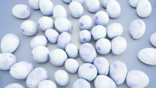 Gentle White and Blue Decorative Easter Eggs Animation