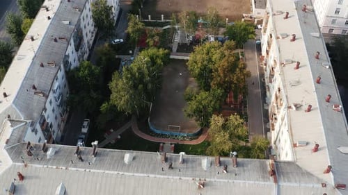 Aerial view of the new modern sleeping area with courtyards