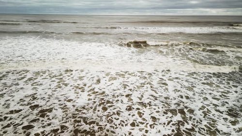 Stormy Waves of the Atlantic Ocean in Nova Scotia Ramboy Beach Aerial View