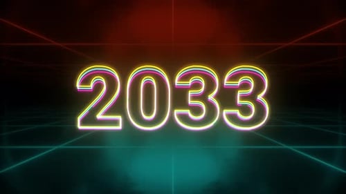 Futuristic Neon 2033 Year Reveal on Grid Background