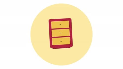 Animated Filing Cabinet Icon in Flat Design Style
