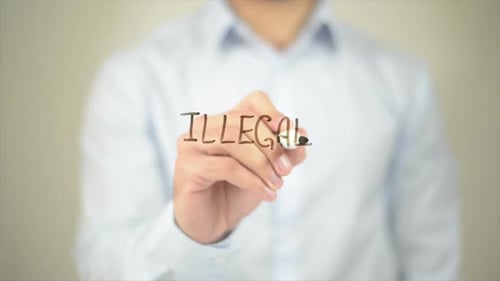illegal, Man Writing on Transparent Screen