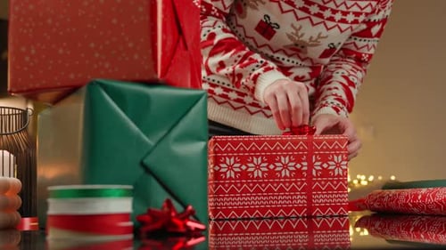Wrapping Christmas Gifts for Holiday Celebration