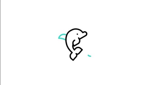 Animated Sketch Dolphin Jumping with Water Splash