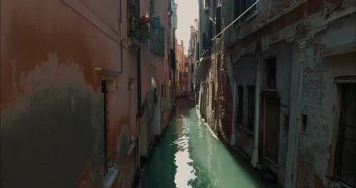 Empty Canal In Venice During A Sunny Winter Morning