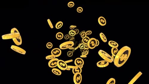Falling Golden Dollar Coins 3D Animation
