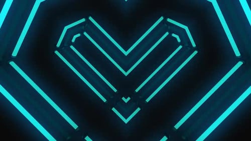 Pulsos dinámicos de corazón de neón con una vibrante luz azul en movimiento abstracto