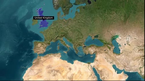 Animated Map Zoom to United Kingdom Highlight