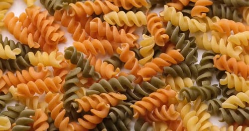 Pasta Backgroud Macro View of Dry Authentic Italian Fusilli