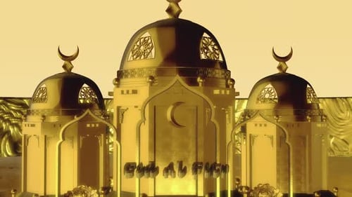 Golden Eid Al Fitr Celebration with Mosque Architecture Reveal