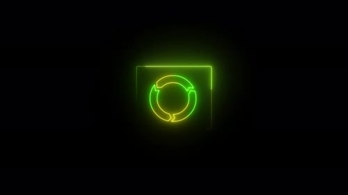 Neon Refresh Icon Reveal in Square Outline