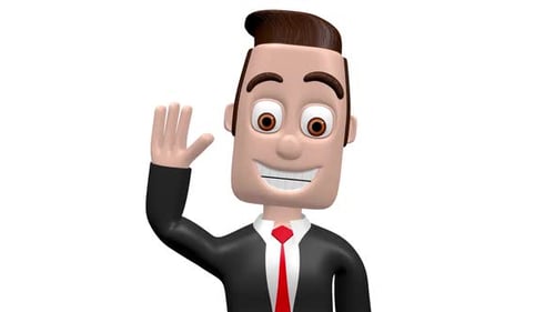 Cartoon Businessman Waving