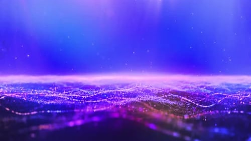 Le paysage numérique violet et bleu brille de mille feux