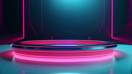 Glowing Neon Podium Stage for Product Display