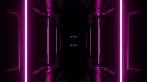 Cyan And Pink Sci Fi Strobe Light Beams Tunnel Background Vj Loop I 4K