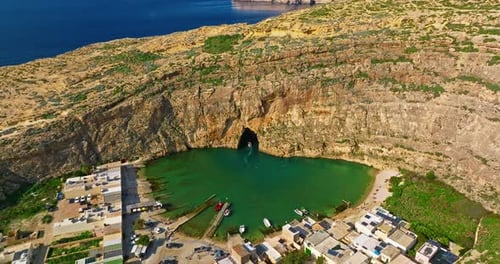 Aerial View of Blue Hole on Gozo Island Malta